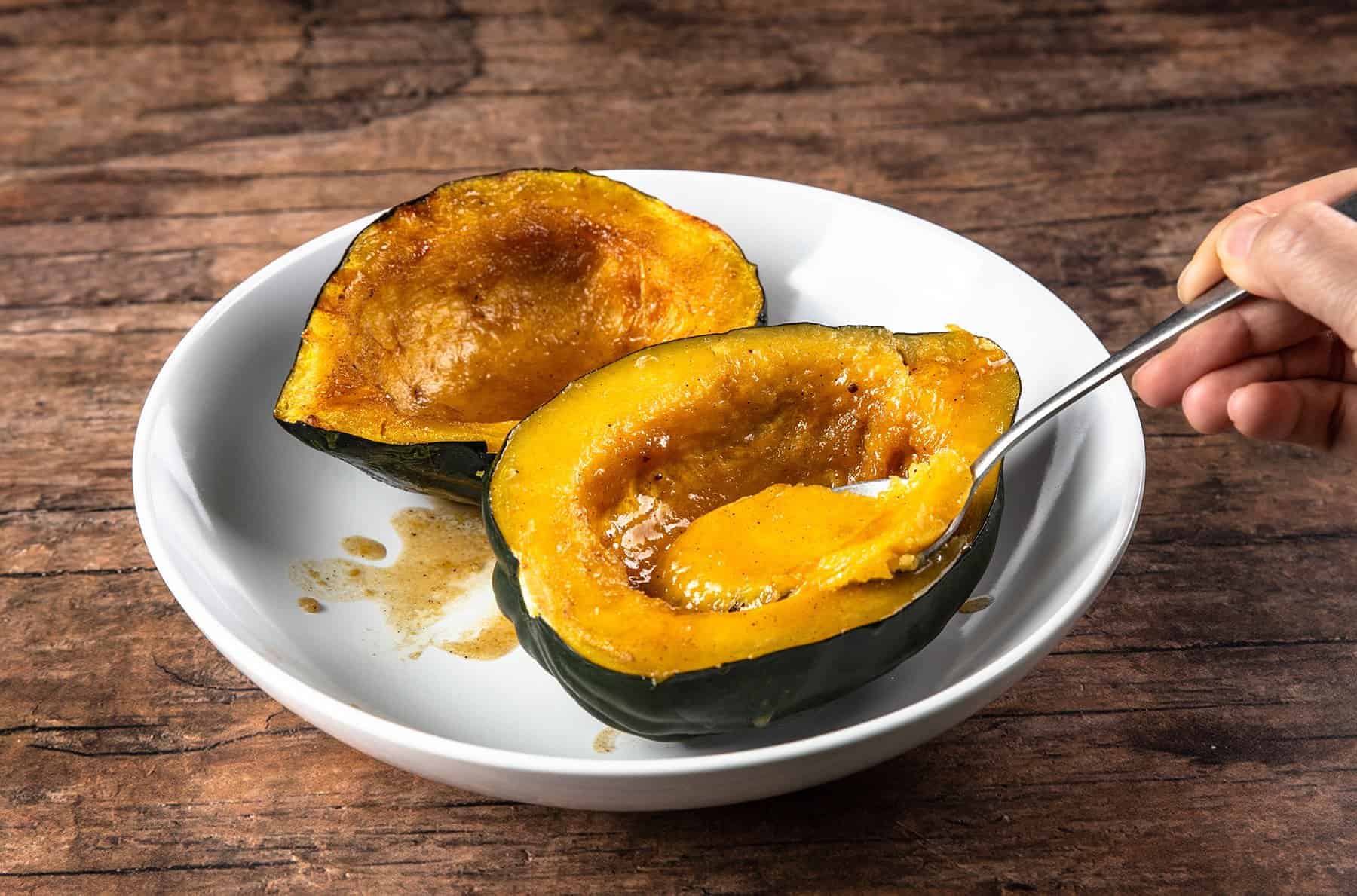 cooking acorn squash in a convection oven