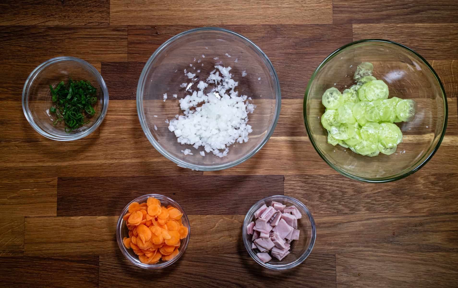 diced and sliced ingredients